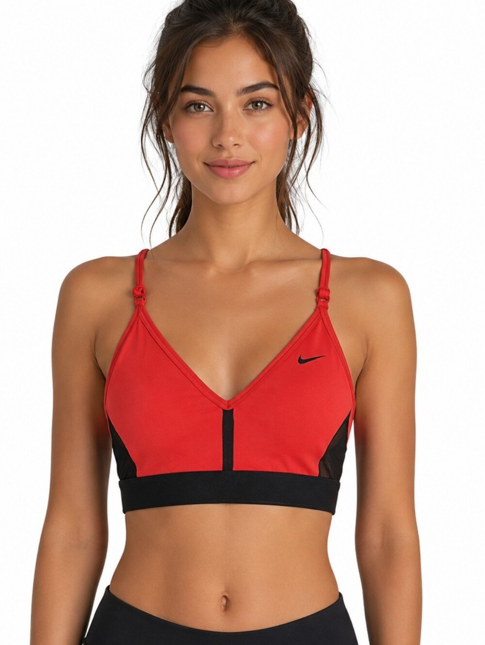 Nike Coral Red and Black Strappy Sports Bra